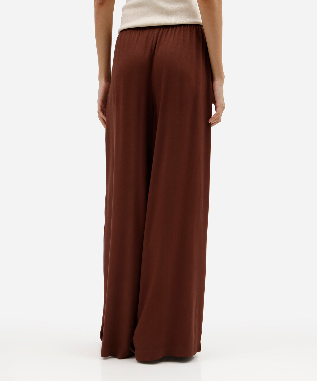 calça pantalona de viscose feminina marrom