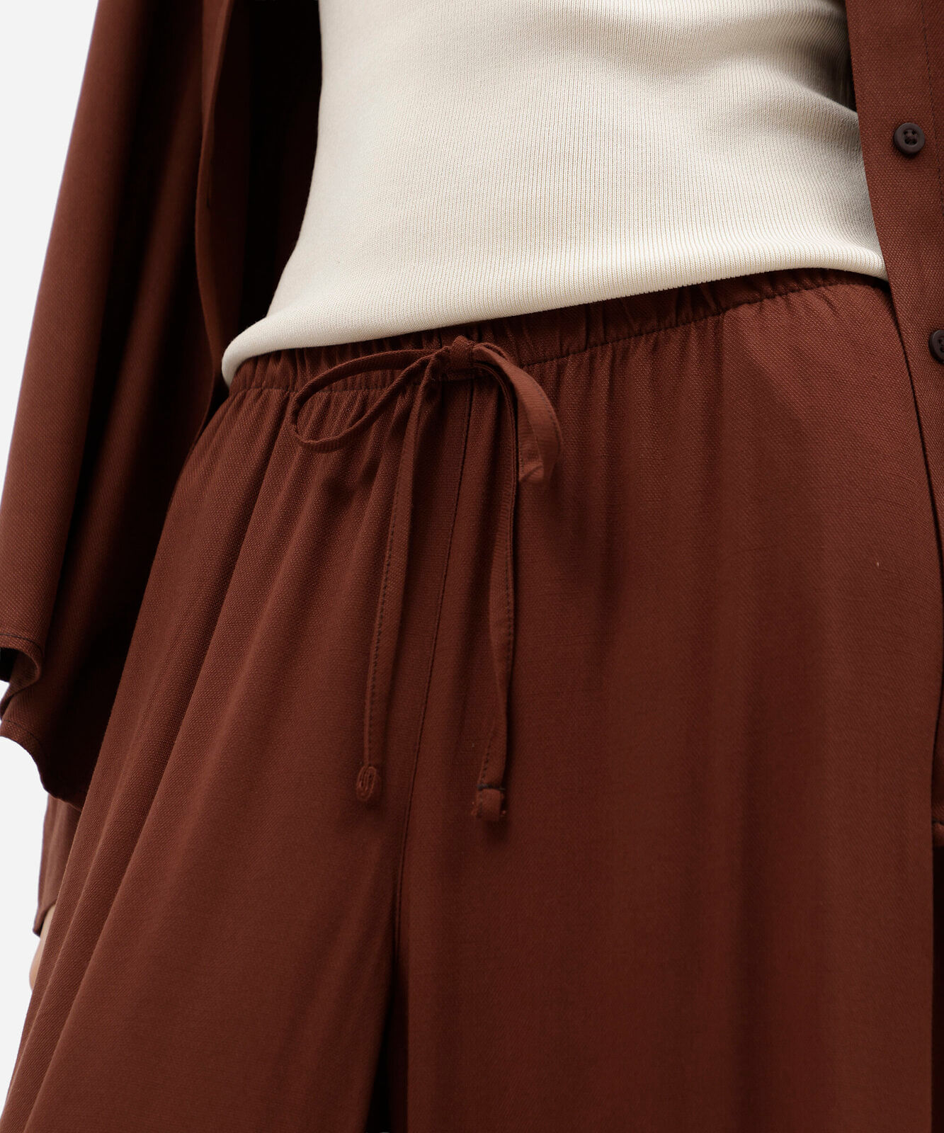 calça pantalona de viscose feminina marrom