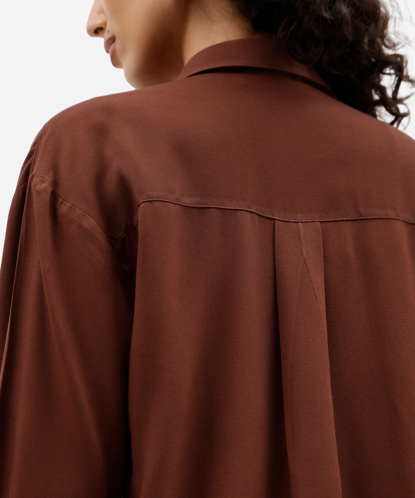 camisa oversized feminina de viscose manga longa marrom