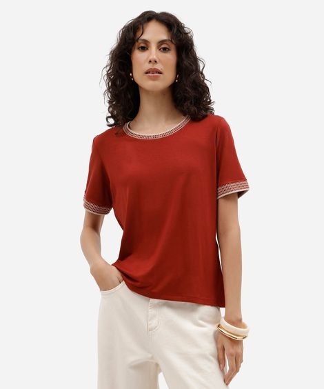 blusa feminina de viscose manga curta vinho