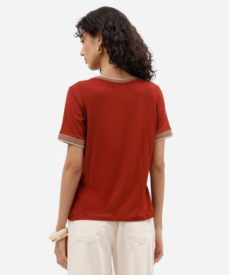 blusa feminina de viscose manga curta vinho