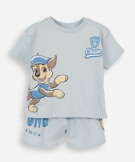 pijama curto infantil de algodão patrulha canina azul