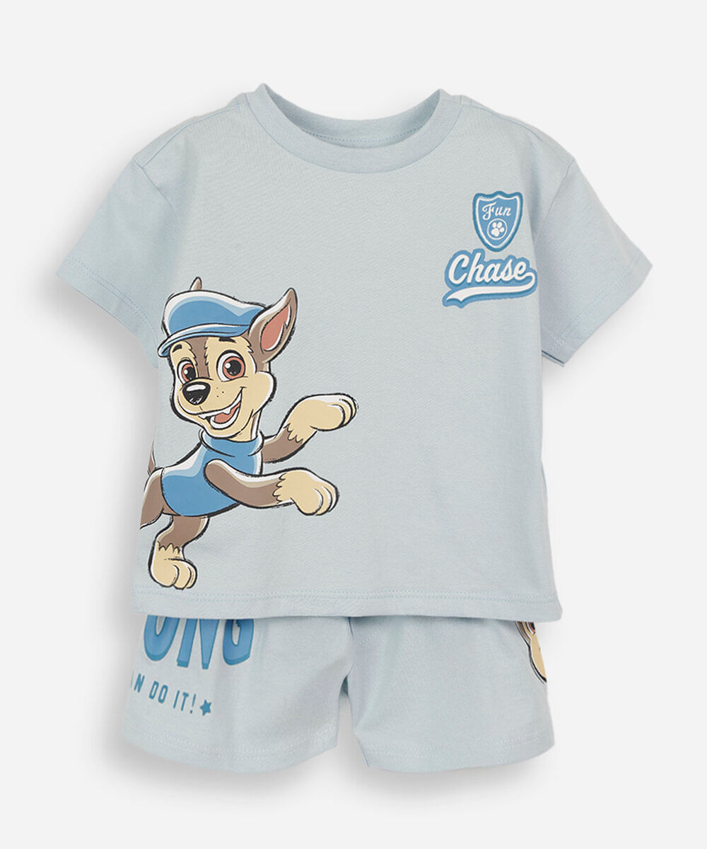 pijama curto infantil de algodão patrulha canina azul