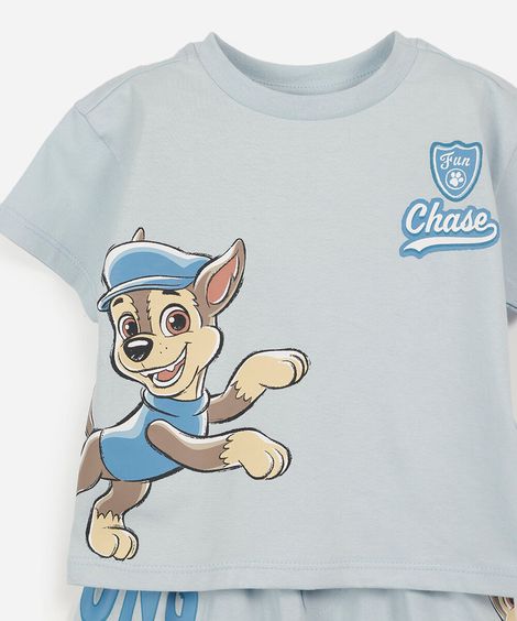 pijama curto infantil de algodão patrulha canina azul