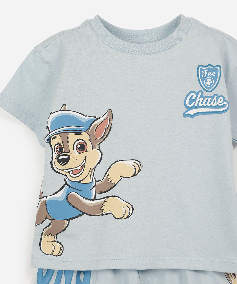pijama curto infantil de algodão patrulha canina azul