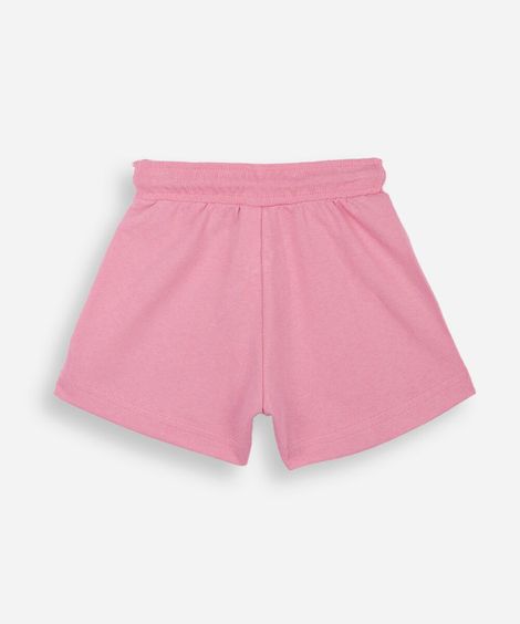 short de moletom infantil com nervura rosa