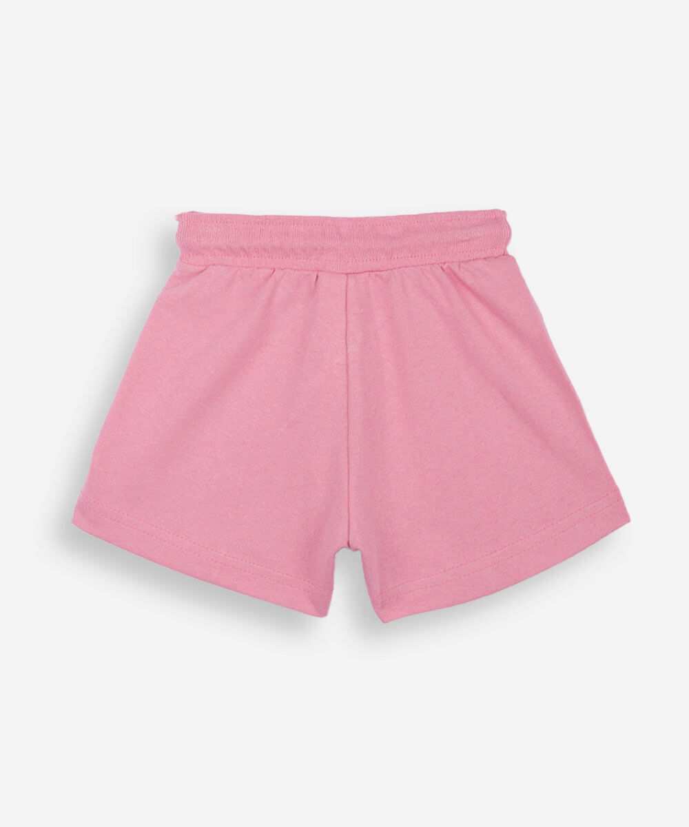 short de moletom infantil com nervura rosa