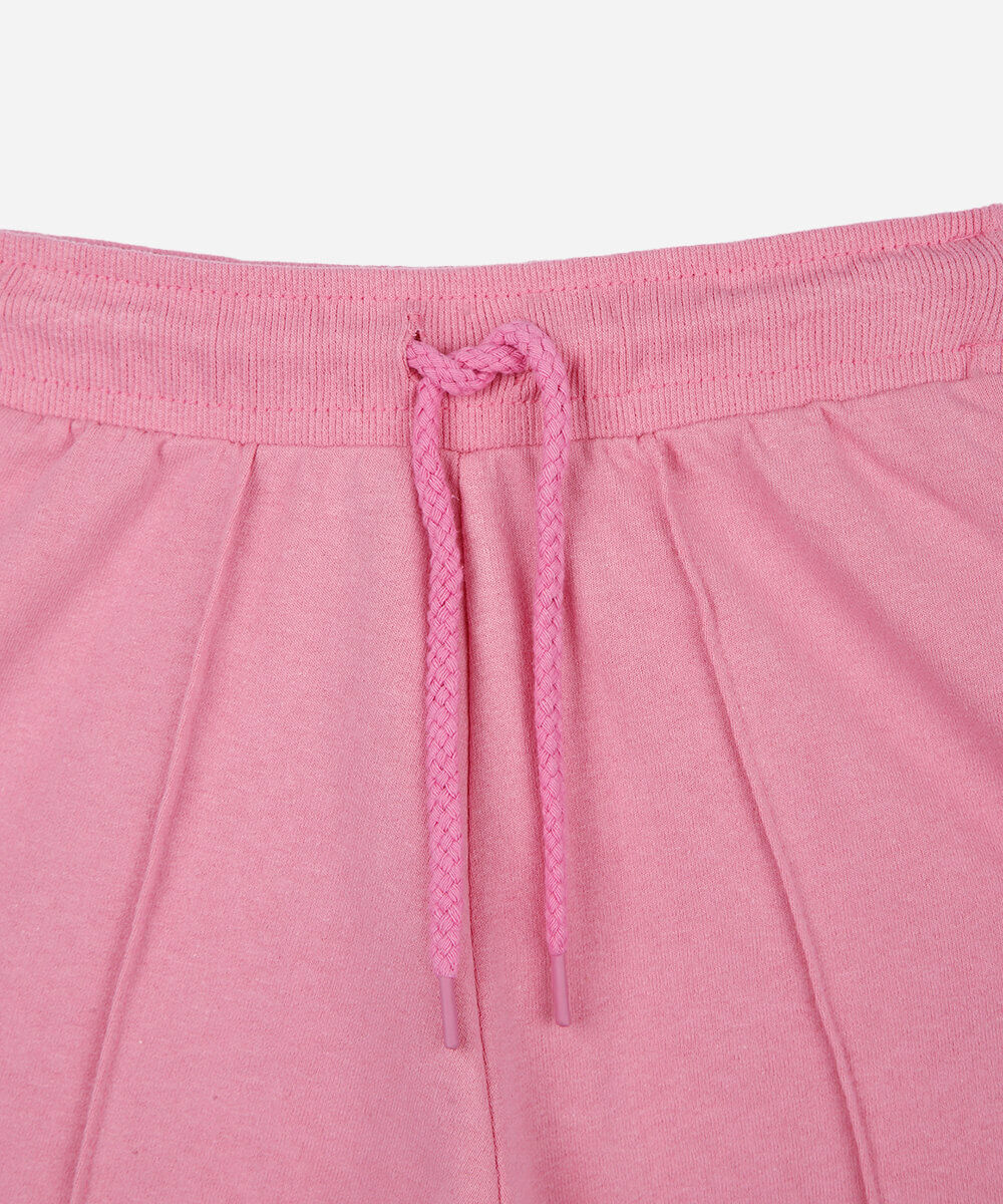 short de moletom infantil com nervura rosa