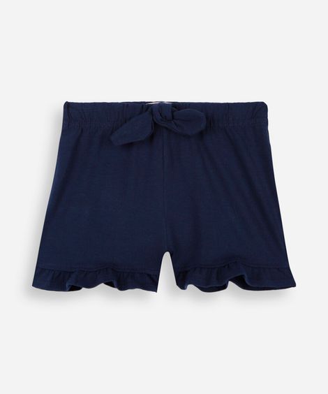 short clochard infantil de algodão com babado azul
