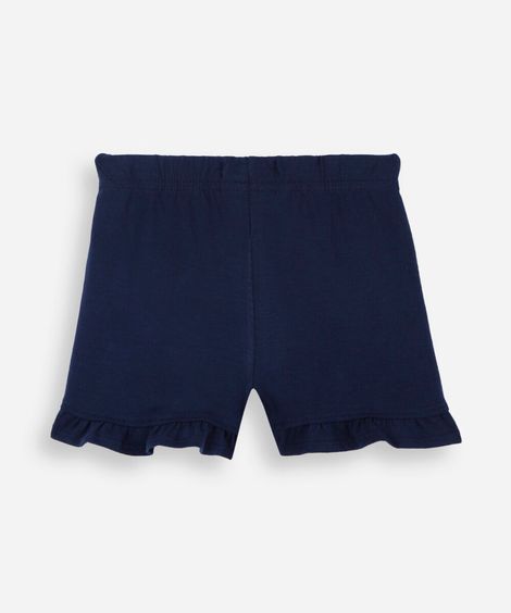 short clochard infantil de algodão com babado azul