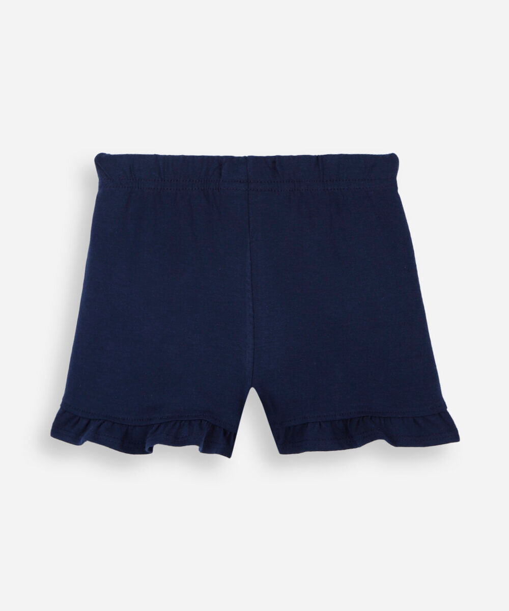 short clochard infantil de algodão com babado azul