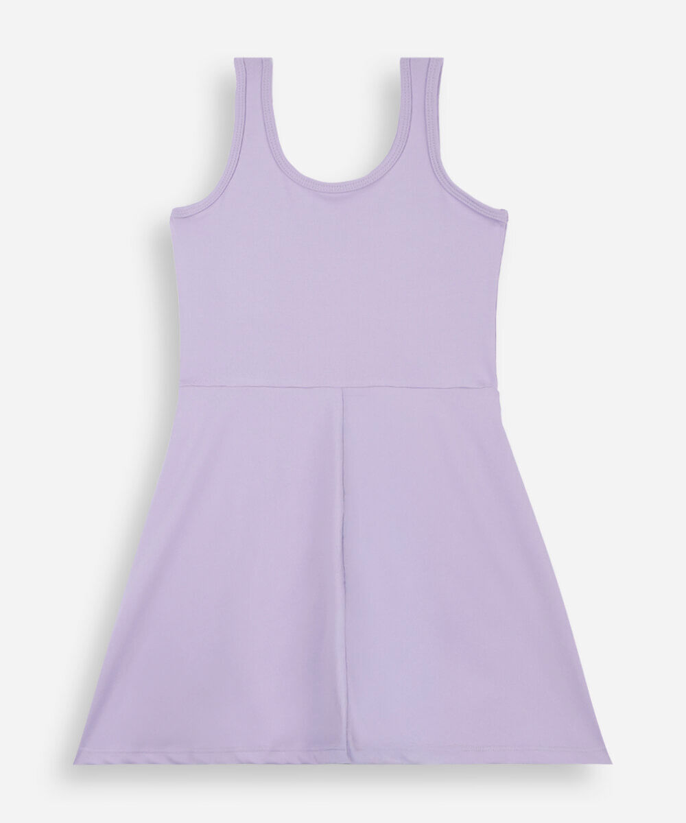 vestido esportivo infantil com short interno lilás