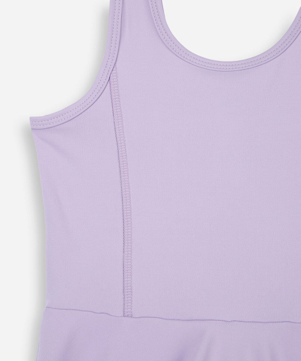 vestido esportivo infantil com short interno lilás