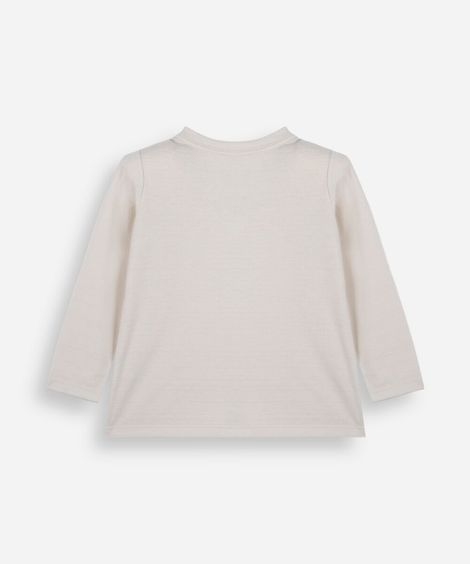 camiseta infantil com algodão manga longa mickey bege