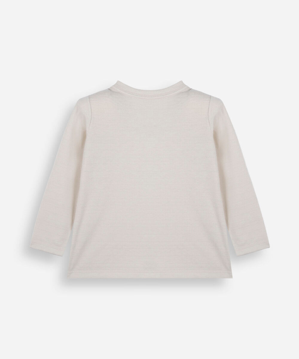 camiseta infantil com algodão manga longa mickey bege