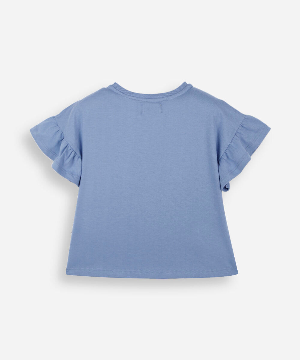 blusa infantil de algodão morango com paetê azul