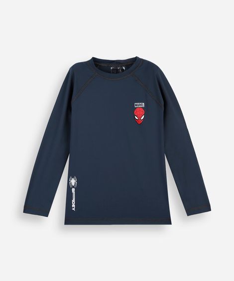 camiseta de praia infantil manga longa homem aranha com proteção uv cinza