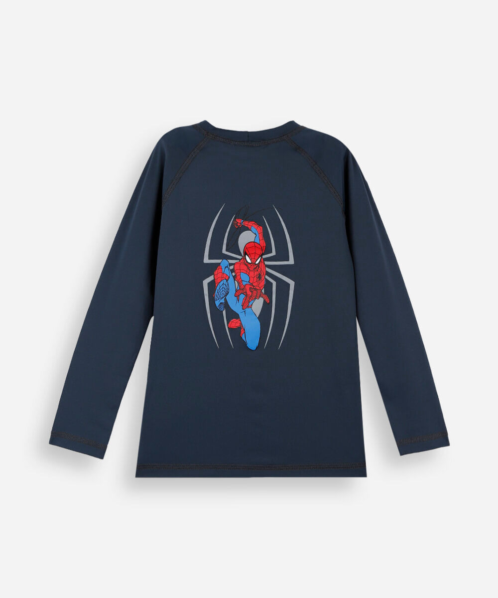 camiseta de praia infantil manga longa homem aranha com proteção uv cinza