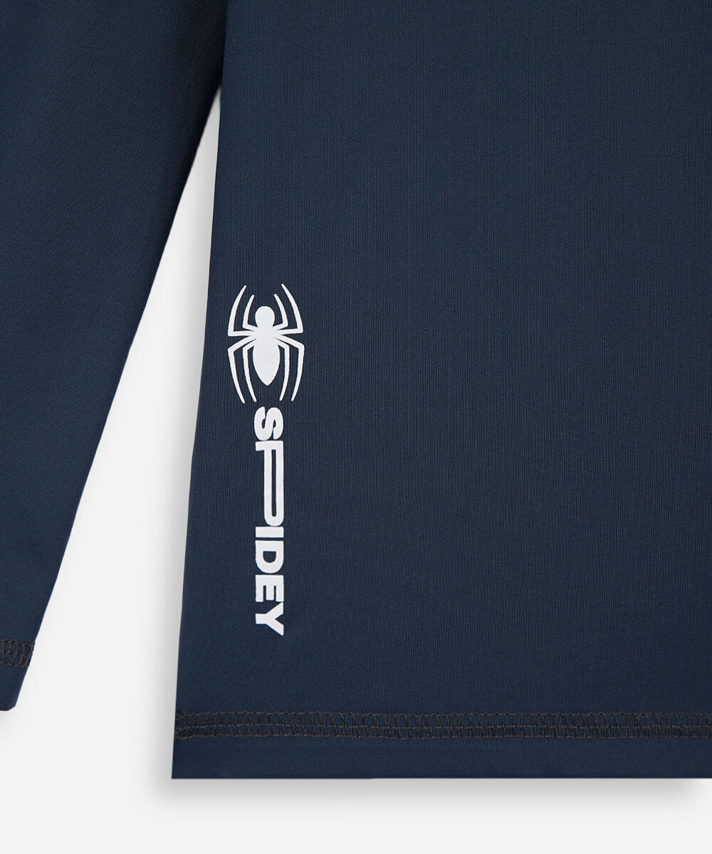 camiseta de praia infantil manga longa homem aranha com proteção uv cinza