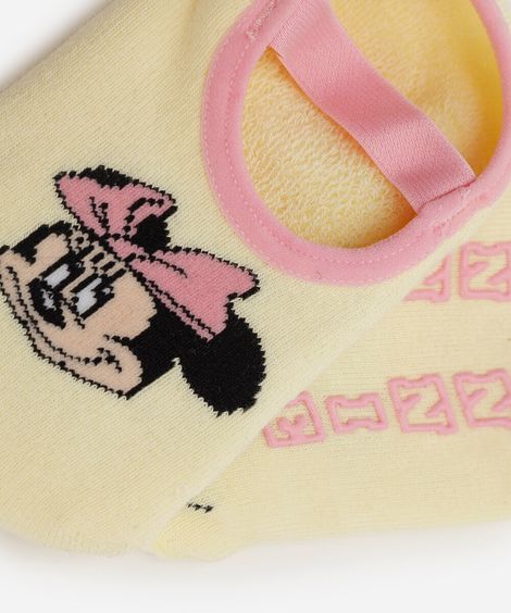 meia infantil sapatilha de algodão da minnie amarela