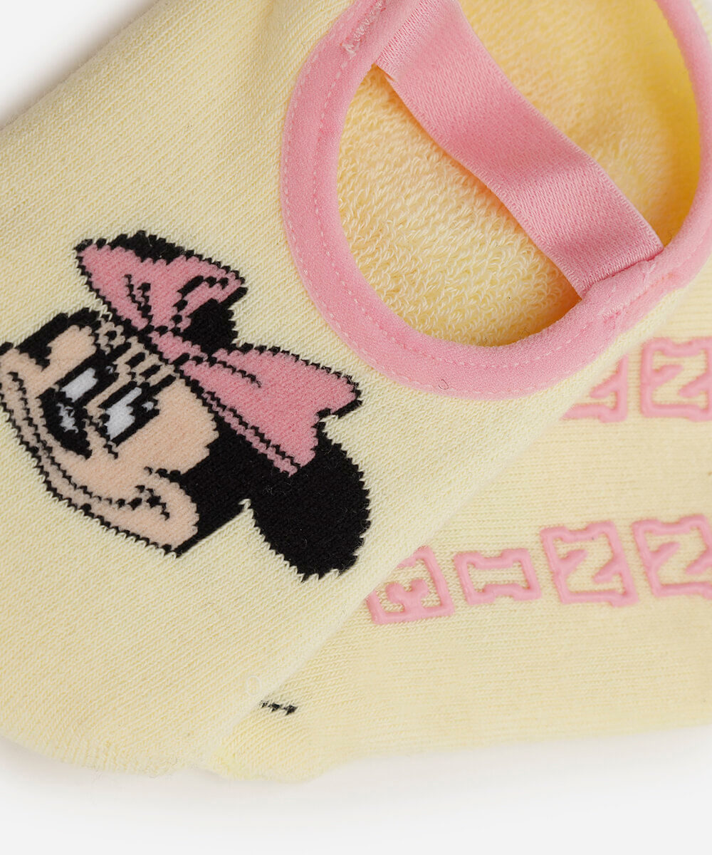 meia infantil sapatilha de algodão da minnie amarela
