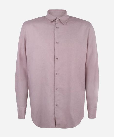 camisa masculina com linho manga longa lilás