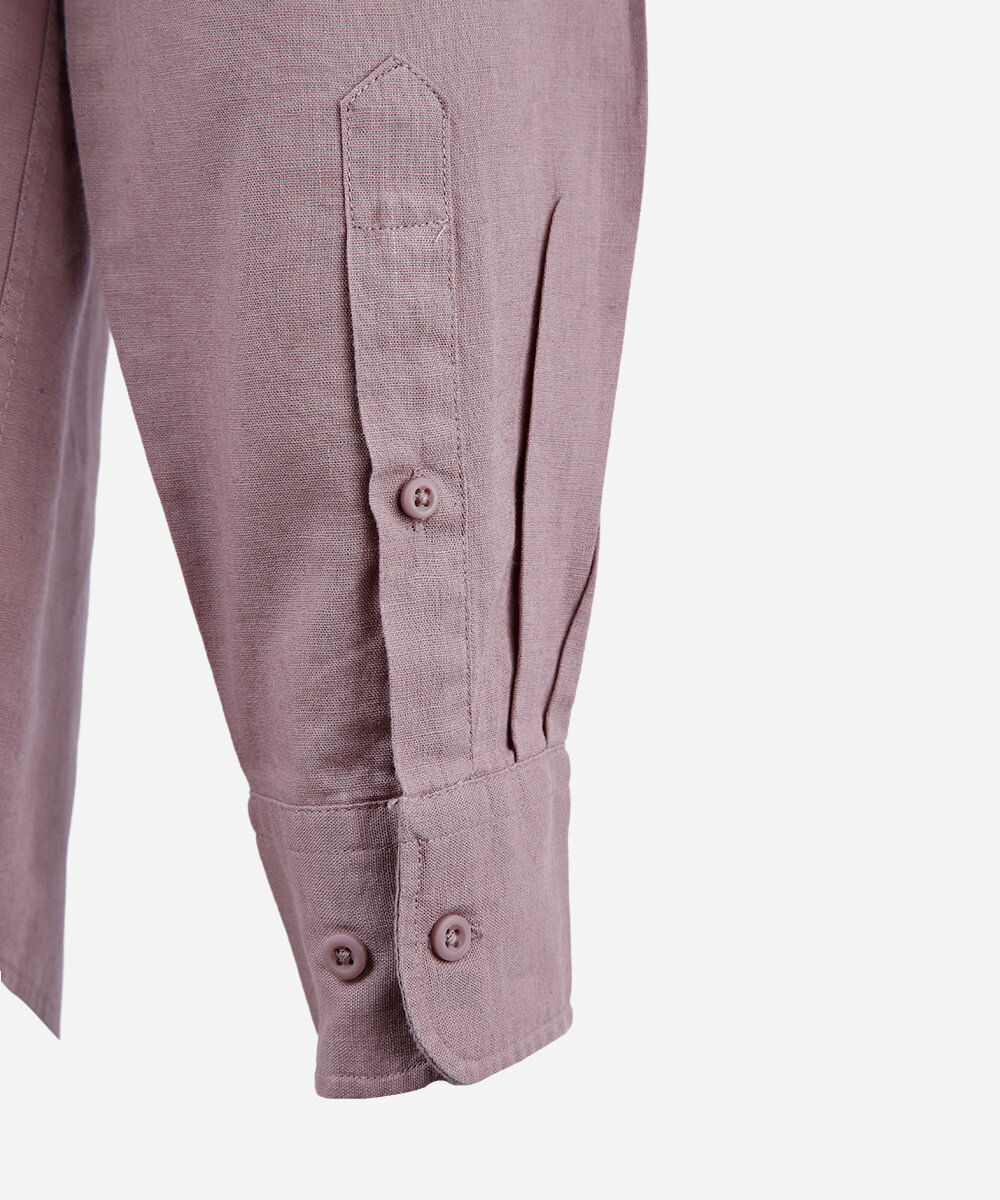 camisa masculina com linho manga longa lilás