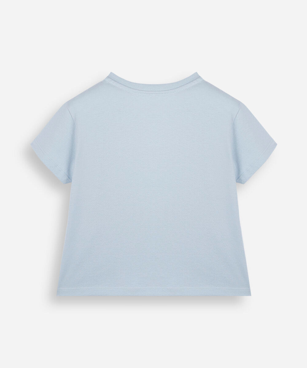 blusa infantil de algodão com coração de chiffon azul