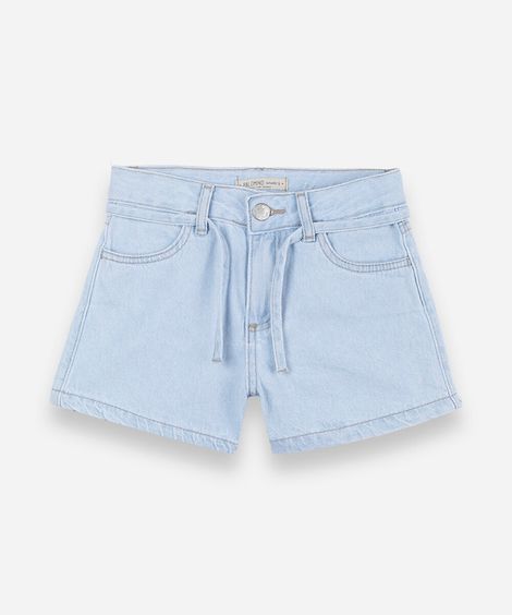short mom infantil jeans com cordão azul