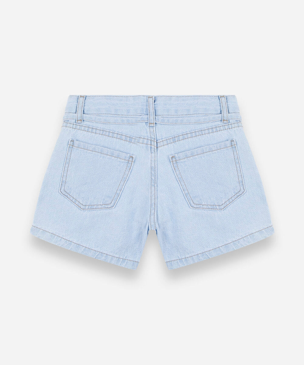 short mom infantil jeans com cordão azul