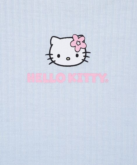 pijama curto infantil com viscose hello kitty canelado azul