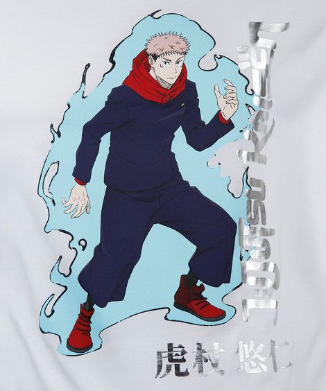 camiseta juvenil de algodão manga curta jujutsu kaisen off white