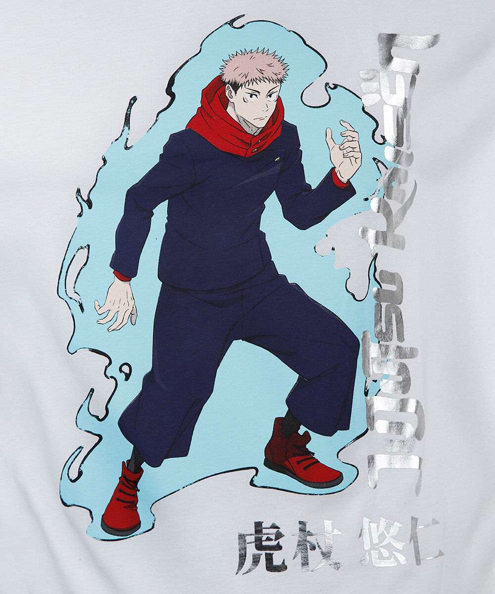 camiseta juvenil de algodão manga curta jujutsu kaisen off white