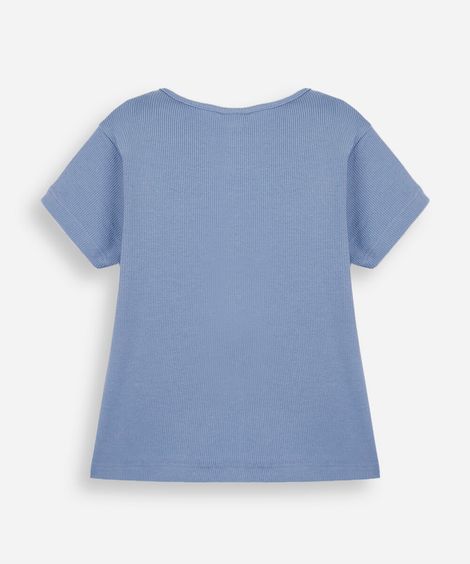 blusa infantil de algodão com laços canelada azul
