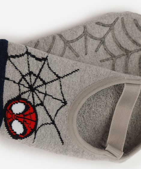 meia sapatilha infantil antiderrapante homem aranha cinza
