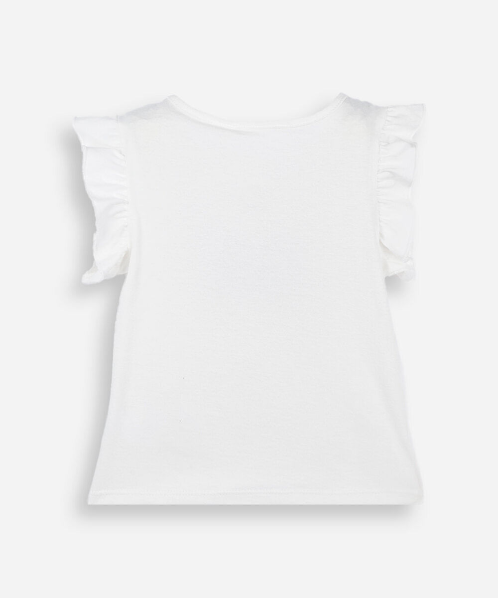 blusa infantil de algodão com babado minnie off white