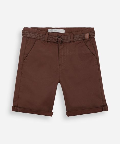 bermuda infantil de sarja com cinto marrom