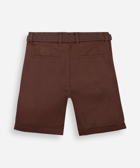 bermuda infantil de sarja com cinto marrom
