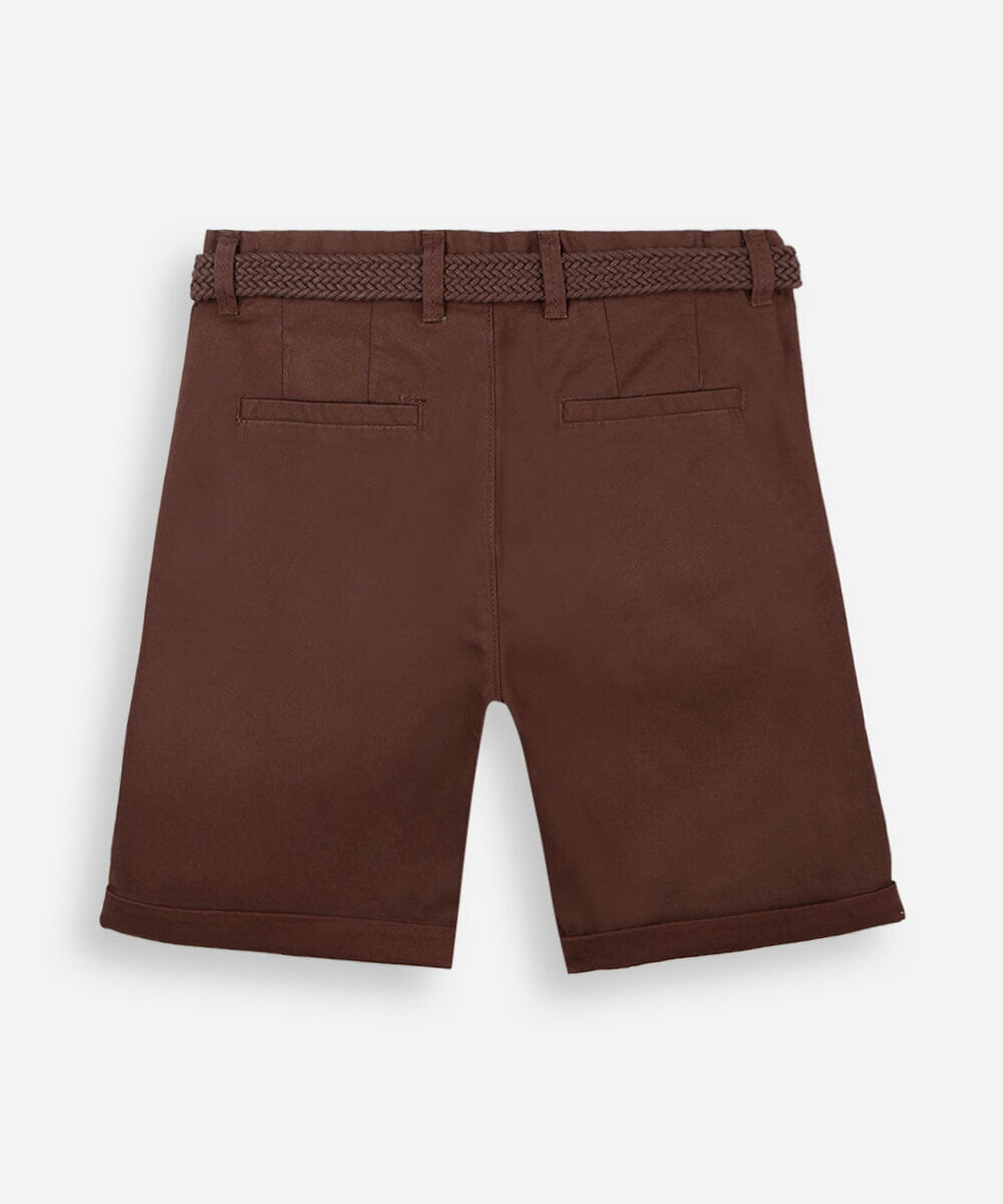 bermuda infantil de sarja com cinto marrom