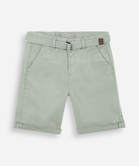 bermuda infantil de sarja com cinto verde