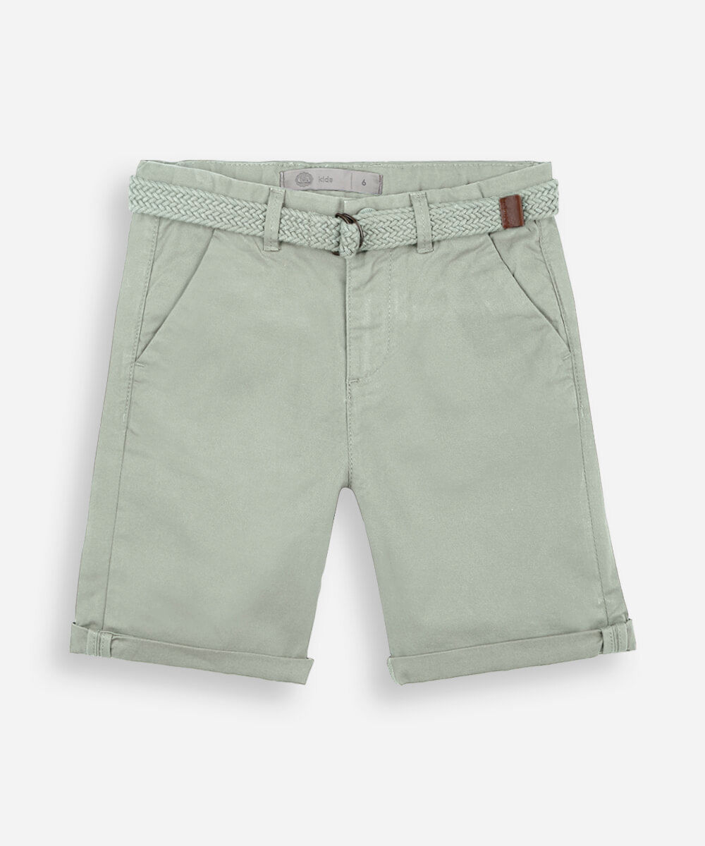 bermuda infantil de sarja com cinto verde