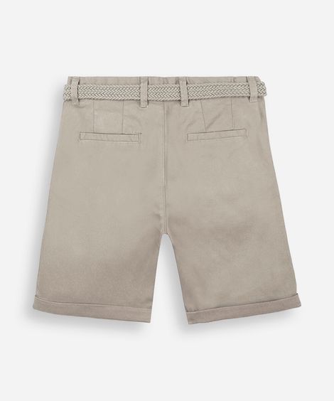bermuda infantil de sarja com cinto bege
