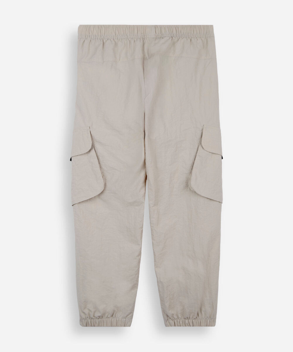 calça cargo infantil de poliamida cós elástico bege