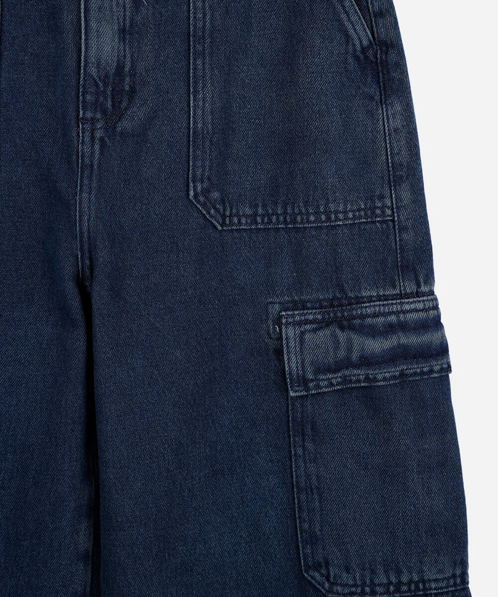 calça cargo jeans juvenil azul