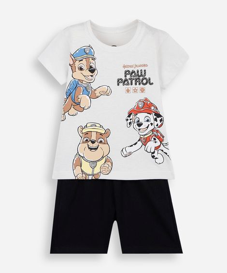 conjunto curto infantil de algodão patrulha canina colorido