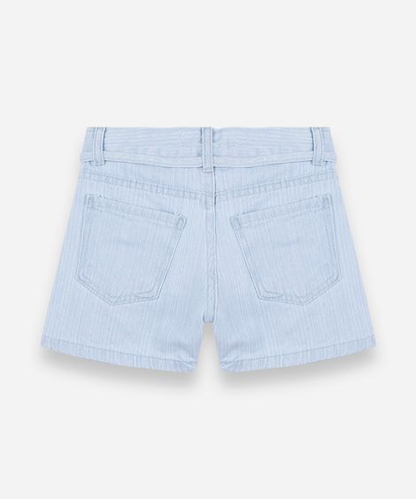 short mom infantil jeans com cordão listrado azul