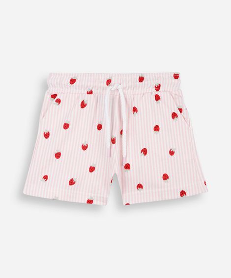 short infantil de moletinho cós elástico listrado colorido