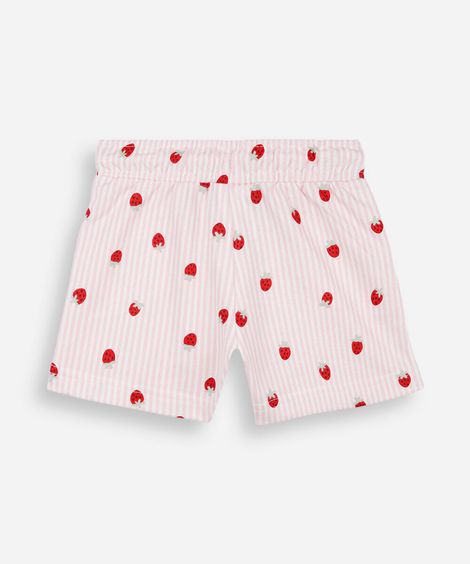 short infantil de moletinho cós elástico listrado colorido