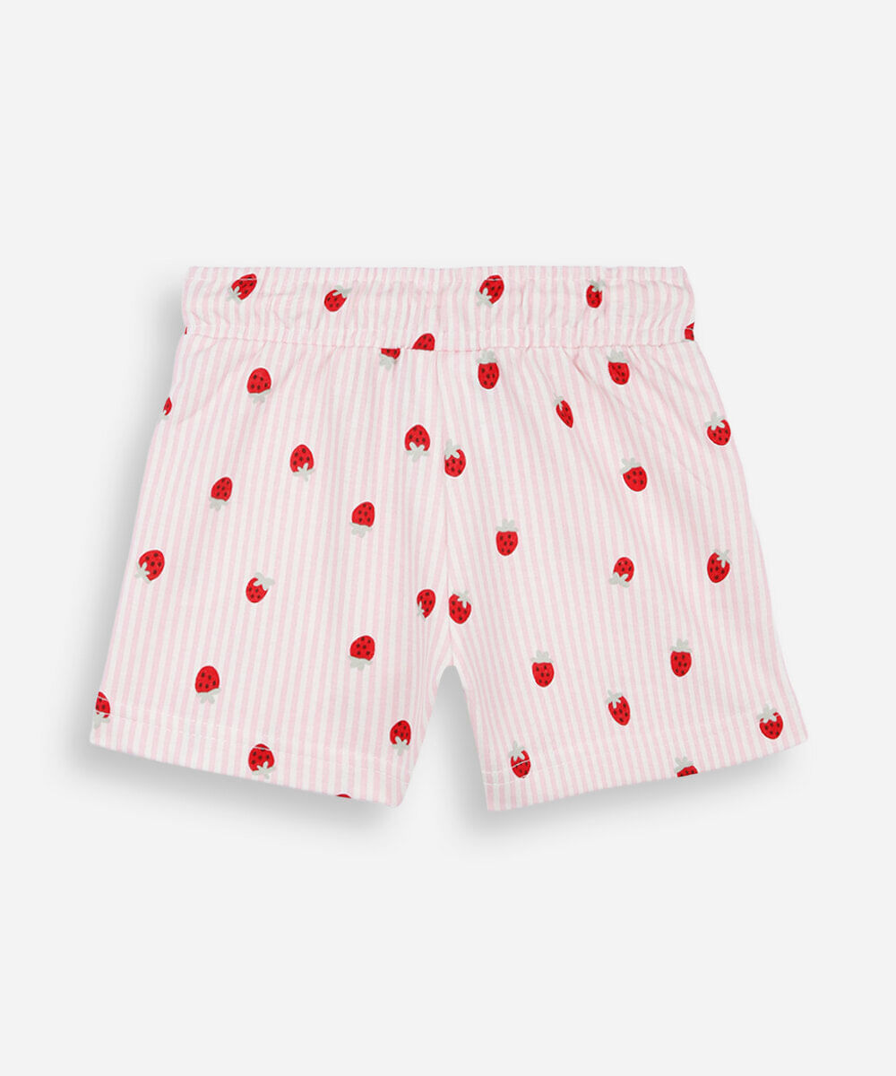 short infantil de moletinho cós elástico listrado colorido