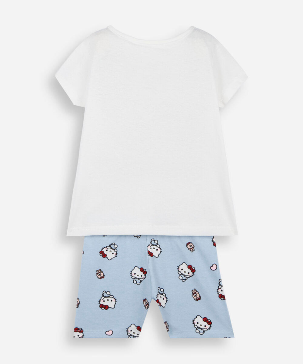 conjunto curto infantil de algodão hello kitty colorido